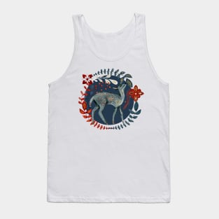 Nordic Folk Art Deer, Woodland Animal Folk Art Tank Top